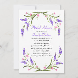 Summer Watercolor Lila florales Brautparty Einladung