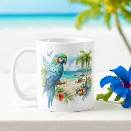 Summer Watercolor Parrot am Strand Kaffeetasse
