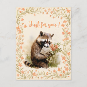 Summer Watercolor Raccoon - Nur für Sie - Postkarte