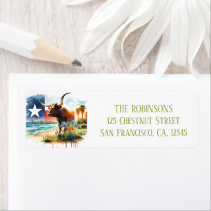 Summer Watercolor Texas Long Horn