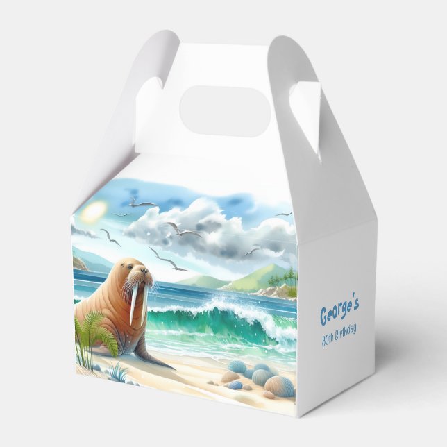 Summer Watercolor Walrus Geschenkschachtel (Vorderseite)