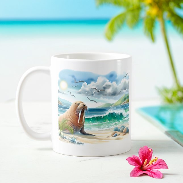 Summer Watercolor Walrus Kaffeetasse (Von Creator hochgeladen)