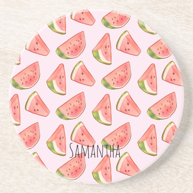 Summer Watercolor Watermelon Getränkeuntersetzer (Vorne)