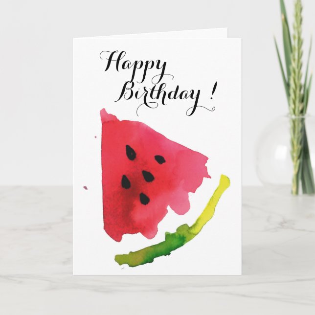 Summer Watercolor Watermelon Karte (Vorderseite)