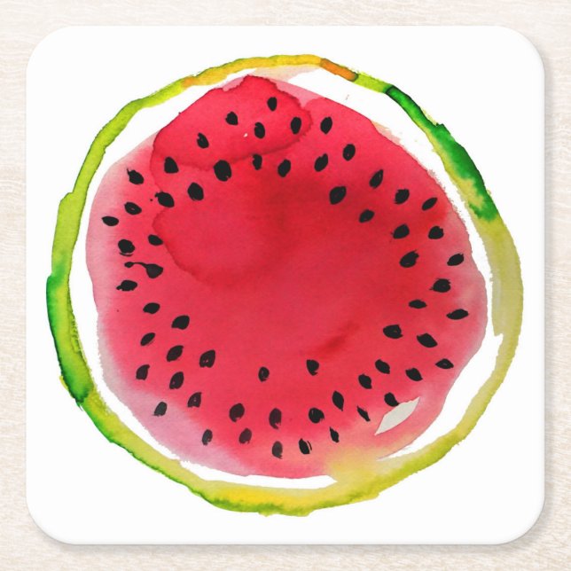 Summer Watercolor Watermelon Rechteckiger Pappuntersetzer (Vorderseite)