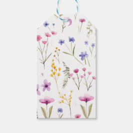 Summer Watercolor-Wildblumen Geschenkanhänger