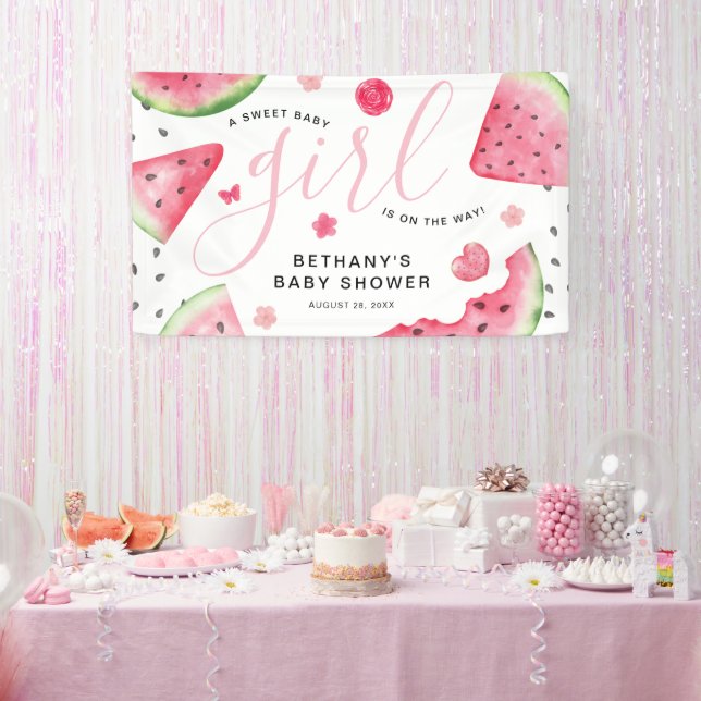 Summer Watermelon 'A Sweet Baby' Girl Baby Dusche Banner (Party)