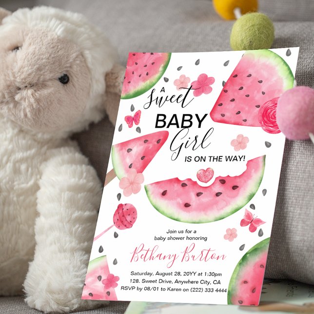 Summer Watermelon 'A Sweet Baby' Girl Baby Dusche Einladung (Von Creator hochgeladen)