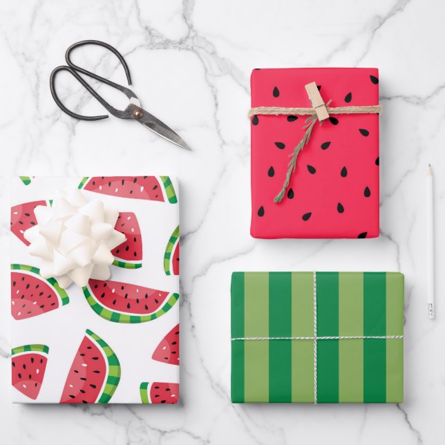 Summer Watermelon Fruchtwrapping Paper Set 3 Geschenkpapier Set (Vorderseite)
