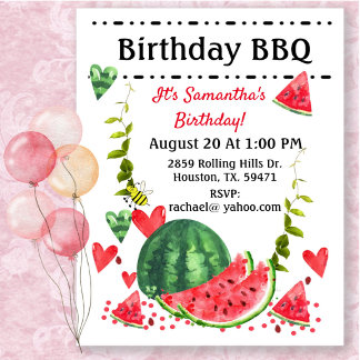 Summer Watermelon Geburtstag GRILLEN Cookout Einladung