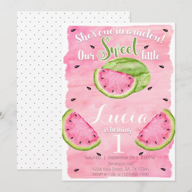 Summer Watermelon Geburtstagsparty Einladung (Vorne/Hinten)
