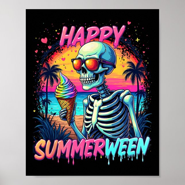 Summer Watermelon Jack-o-lantern Happy Summerween Poster (Vorne)