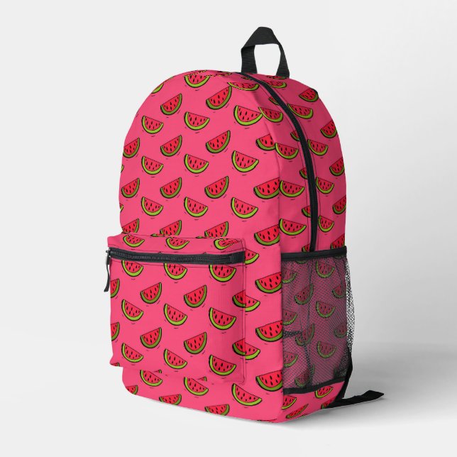 Summer Watermelon on Pink Pattern Bedruckter Rucksack (Rückseitige Ecke Rechts)