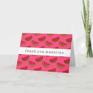 Summer Watermelon on Pink Pattern Dankeskarte