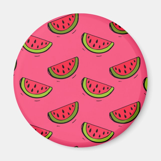 Summer Watermelon on Pink Pattern Magnet (Vorne)