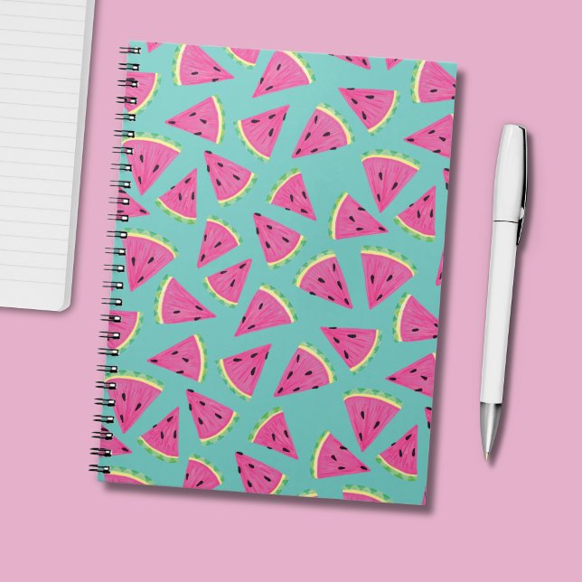 Summer Watermelon Pattern Notizblock (Tropical fruit watermelon pattern turquoise notebook)