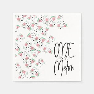 Summer Watermelon Seed Swirl Illustration Party Serviette