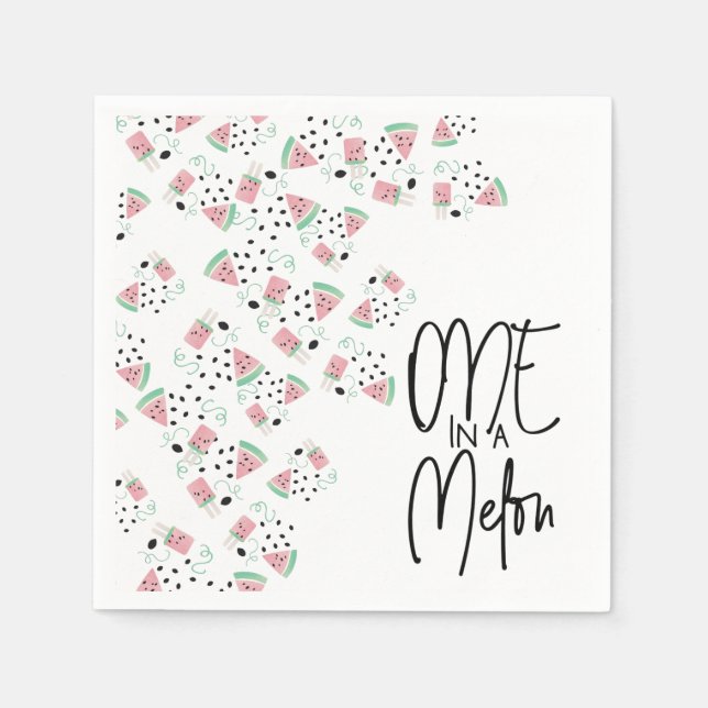 Summer Watermelon Seed Swirl Illustration Party Serviette (Vorderseite)