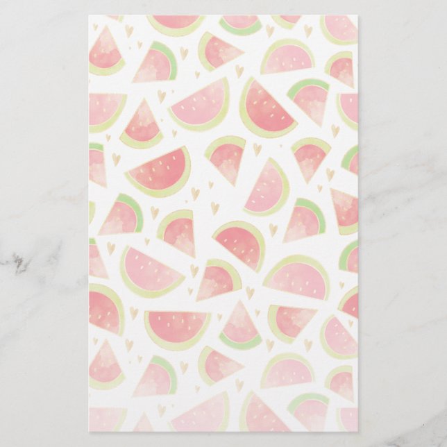 Summer Watermelon Slices & Gold Herzdesign Briefpapier (Vorderseite)