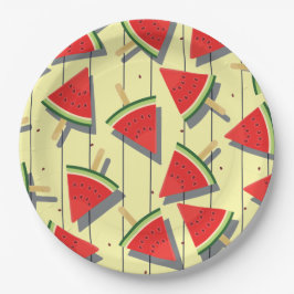 Summer Watermelon Slices Pattern, rot und grün Pappteller