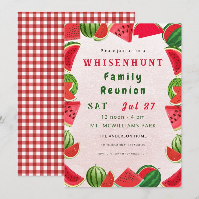 Summer Watermelons Frame | Karo Family Wiedersehen Einladung (Vorne/Hinten)