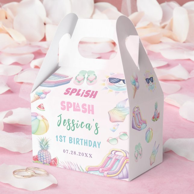 Summer Waterslide Girl Birthday Party Geschenkschachtel (Hochzeit)