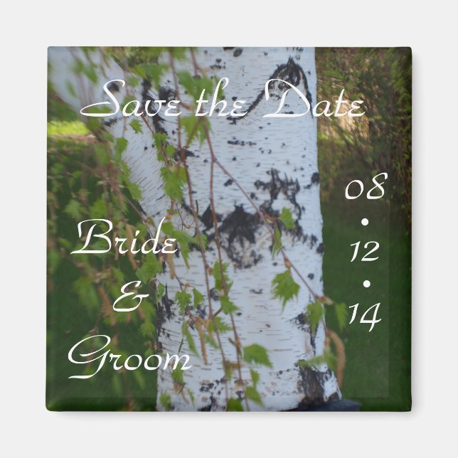 Summer Wedding Birch Tree Save the Date Magnet (Vorne)