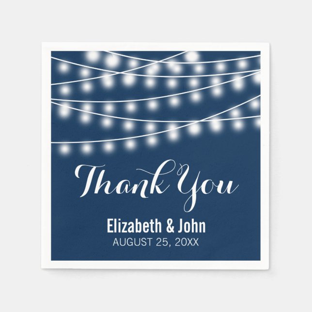 Summer Wedding String Lights Design Serviette (Vorderseite)