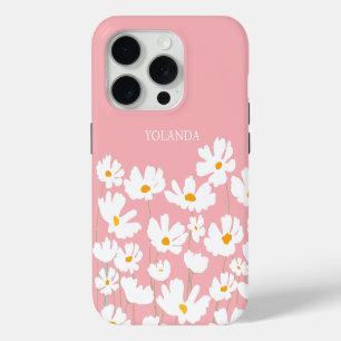 Summer White Cosmos Blume Individuelle Name Case-Mate iPhone Hülle