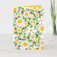 Summer White Daisies und Red Ladybugs Whimsical