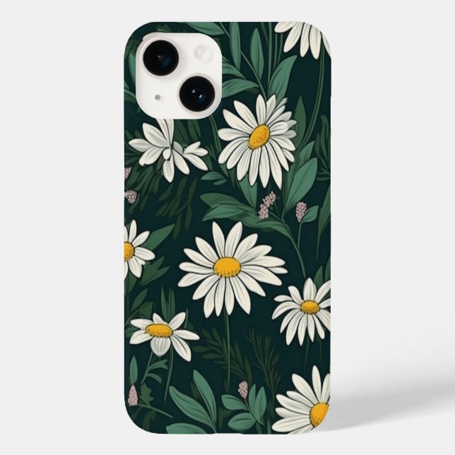 Summer White Digial Daisy Case-Mate iPhone 14 Hülle (Rückseite)