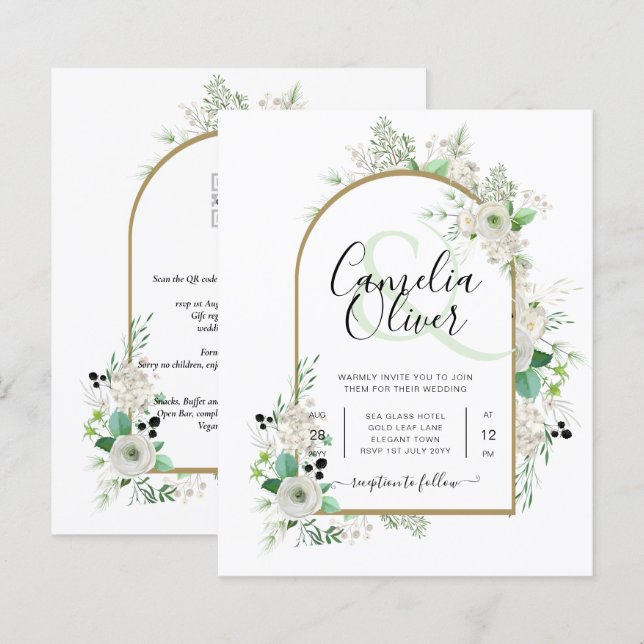 Summer White Roses Emerald Sage Greenerity WEDDING (Vorne/Hinten)