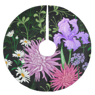 Summer Wild Blume Nahtlose Sketch Polyester Weihnachtsbaumdecke