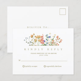 Summer Wildblume Boho Wedding RSVP Postkarte