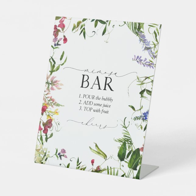Summer Wildblume Brautparty Mimosa Bar Sockelschild (Vorderseite)