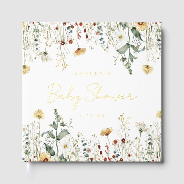 Summer Wildblume Field Baby Dusche Gästebuch (Vorderseite)