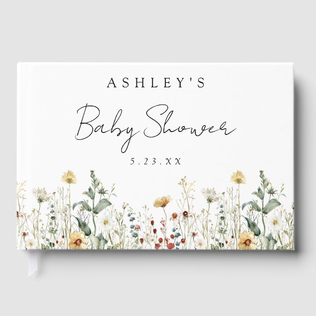 Summer Wildblume Field Baby Dusche Gästebuch (Vorderseite)