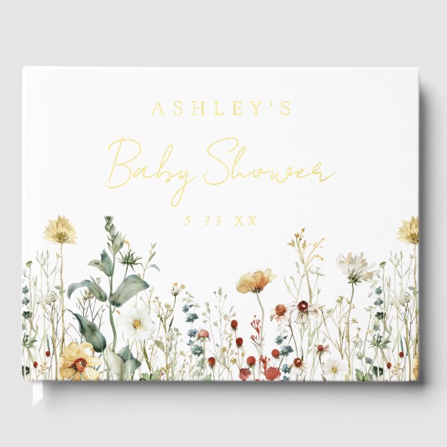 Summer Wildblume Field Baby Dusche Gästebuch (Vorderseite)