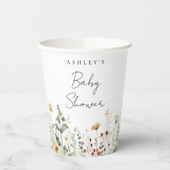 Summer Wildblume Field Baby Dusche Pappbecher (Links)