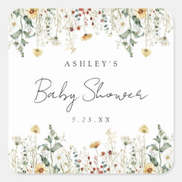 Summer Wildblume Field Baby Dusche Quadratischer Aufkleber