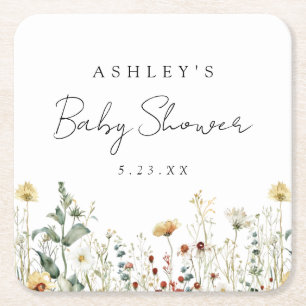 Summer Wildblume Field Baby Dusche Rechteckiger Pappuntersetzer