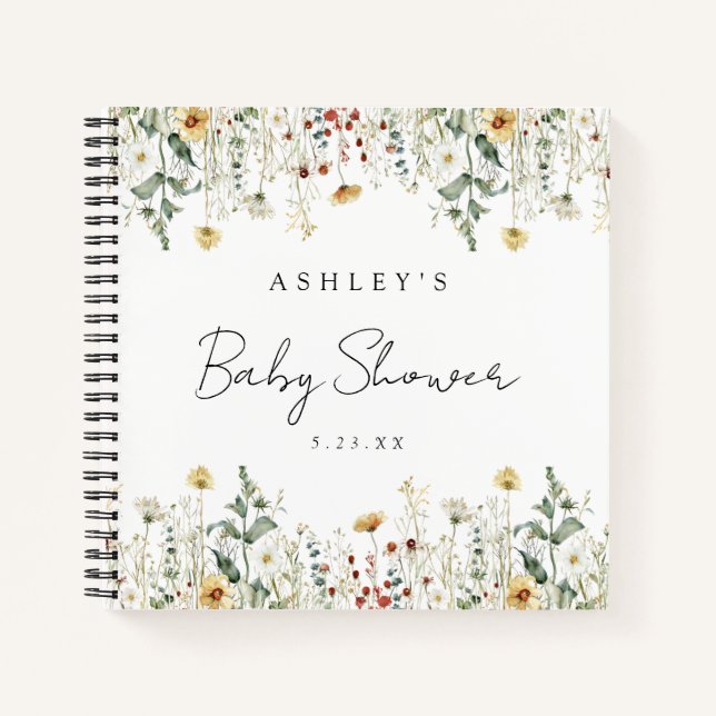 Summer Wildblume Field Baby Showbook Notizbuch (Vorderseite)