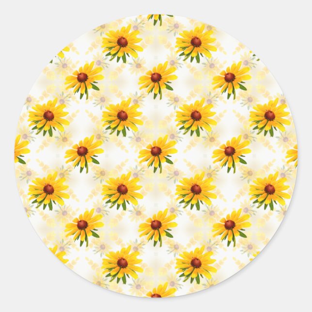 Summer Wildblume - Gelbes Schwarz-Mit Augen Susan- Runder Aufkleber (Vorderseite)