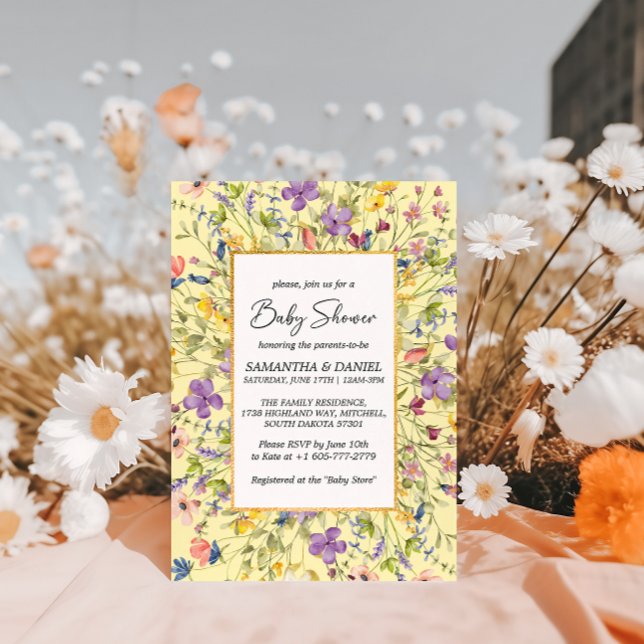 Summer Wildblume Meadow Baby Dusche Einladung (Summer Wildflower Meadow Baby Shower Invitation)