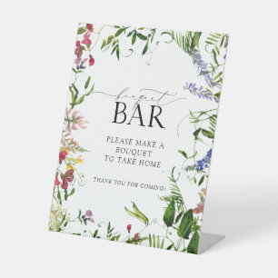 Summer Wildblume Wasserfarbendusche Bouquet Bar Sockelschild