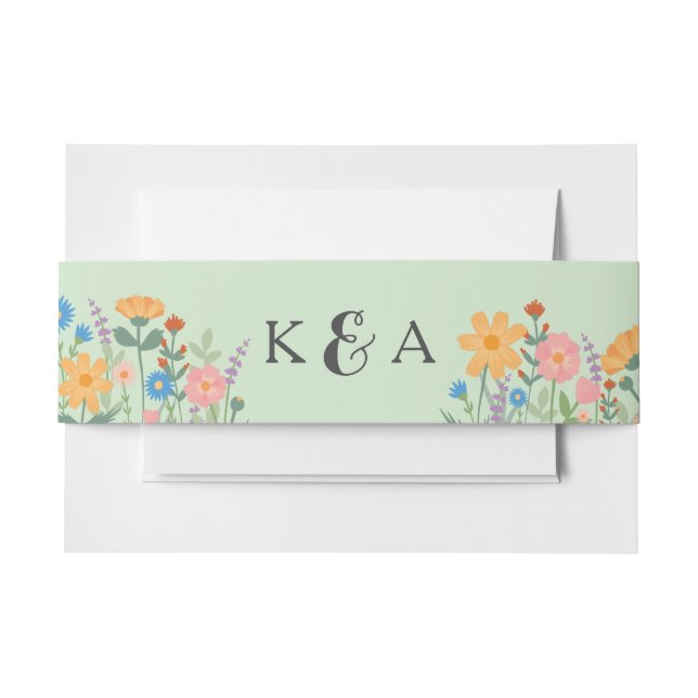 Summer Wildblume Wedding Einladung Bauchband Einladungsbanderole (Vorderseite Beispiel)