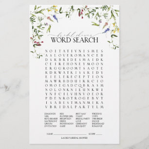 Summer Wildblume Word Search Brautparty Game