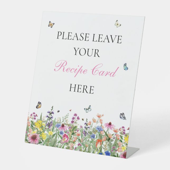 Summer Wildblumen & Butterfly Rezept Card Sockelschild (Vorderseite)