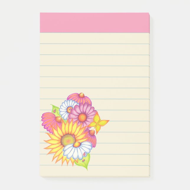 Summer Wildblumen Post It Notes Post-it Klebezettel (Vorderseite)