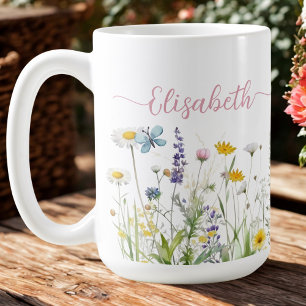 Summer Wildblumen Script Name Tassen
